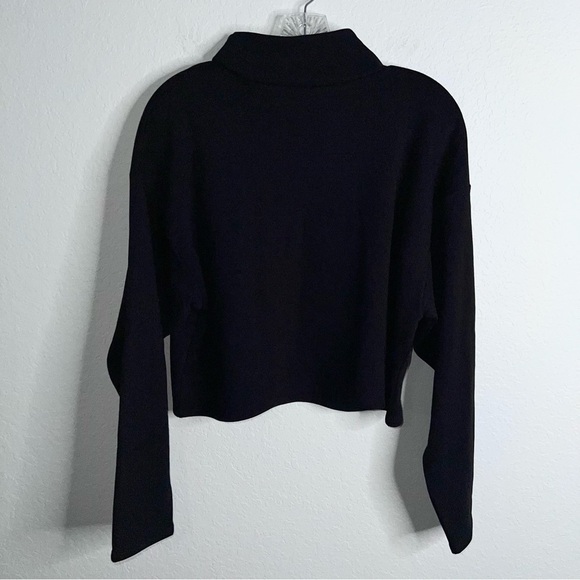Express Sweater Women Large Mock Neck Fleece Black Crop Long Sleeve GG - Picture 6 of 9